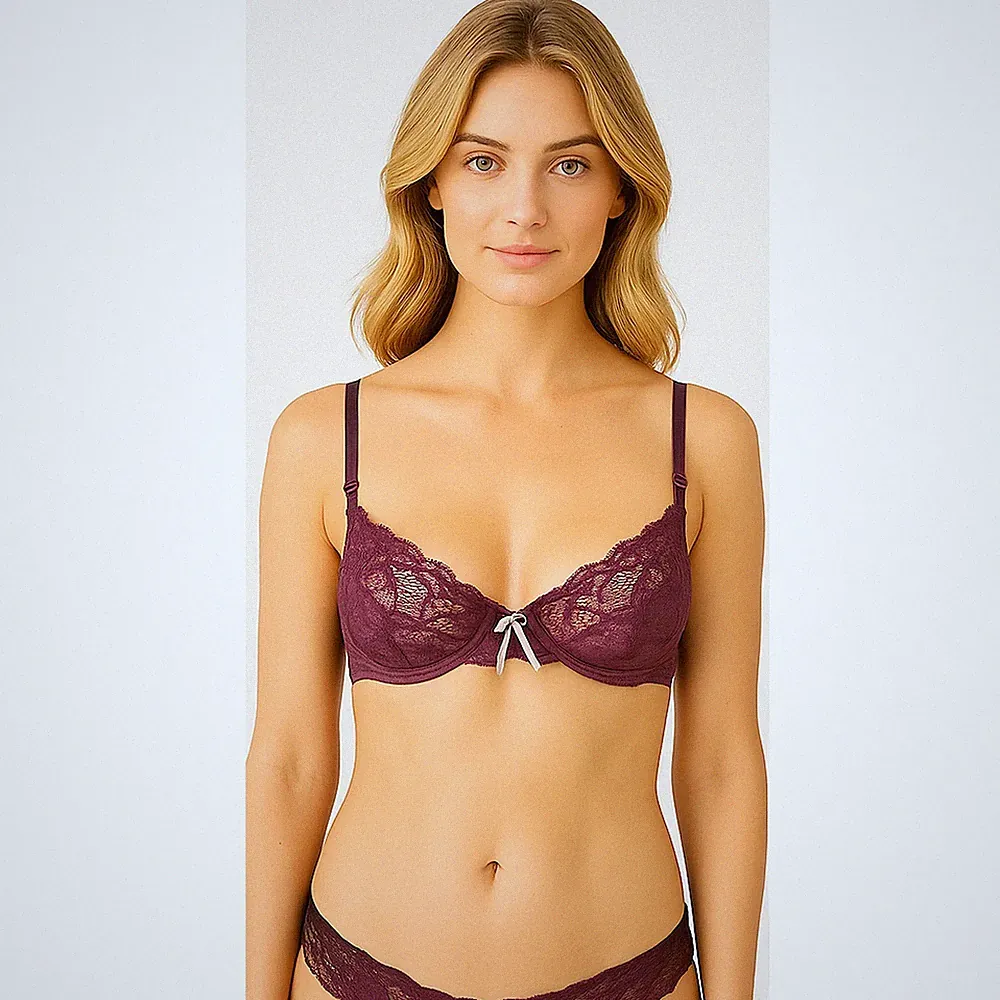 Elle Macpherson Damen BH Lila 34B 75B Spitze mit Bügel Sexy Unterwäsche