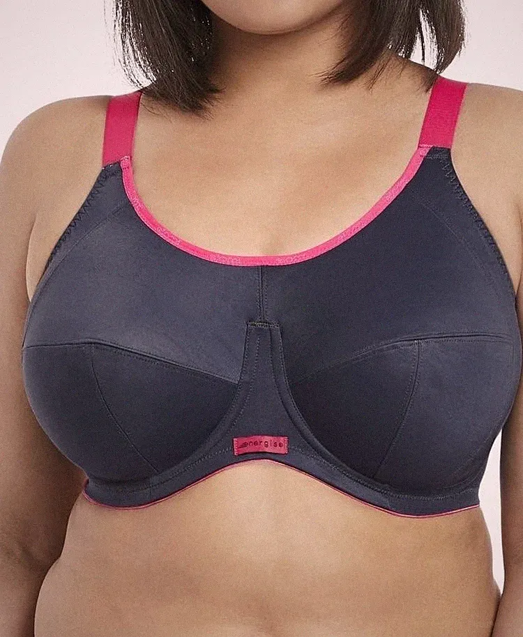 Elomi Energise Sport BH Grau Gr.42D Bügel Vollschale Seitenstütze 8041