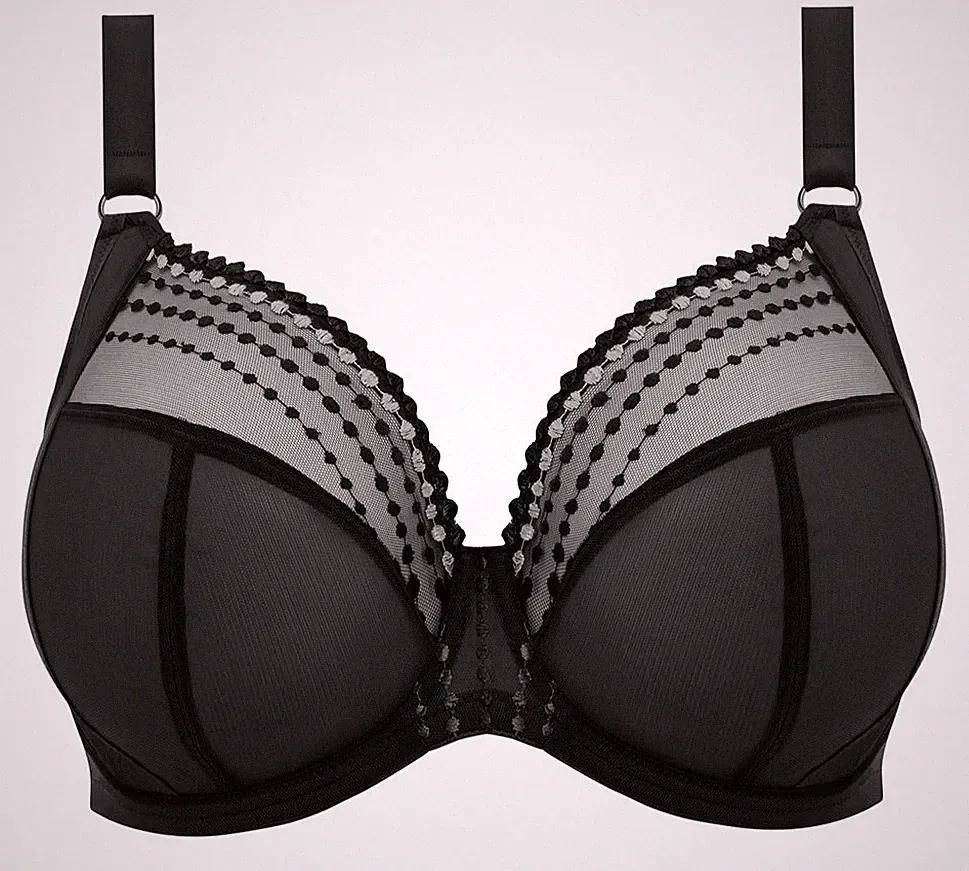 Elomi Matilda Plunge-BH mit Bügel Gr.80F 36E Schwarz Mesh tüll Bestseller