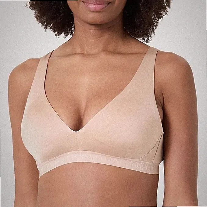 Emporio Armani Mikrofaser Bralette gepolsterter Triangel BH Größe Large beige UVP 70£
