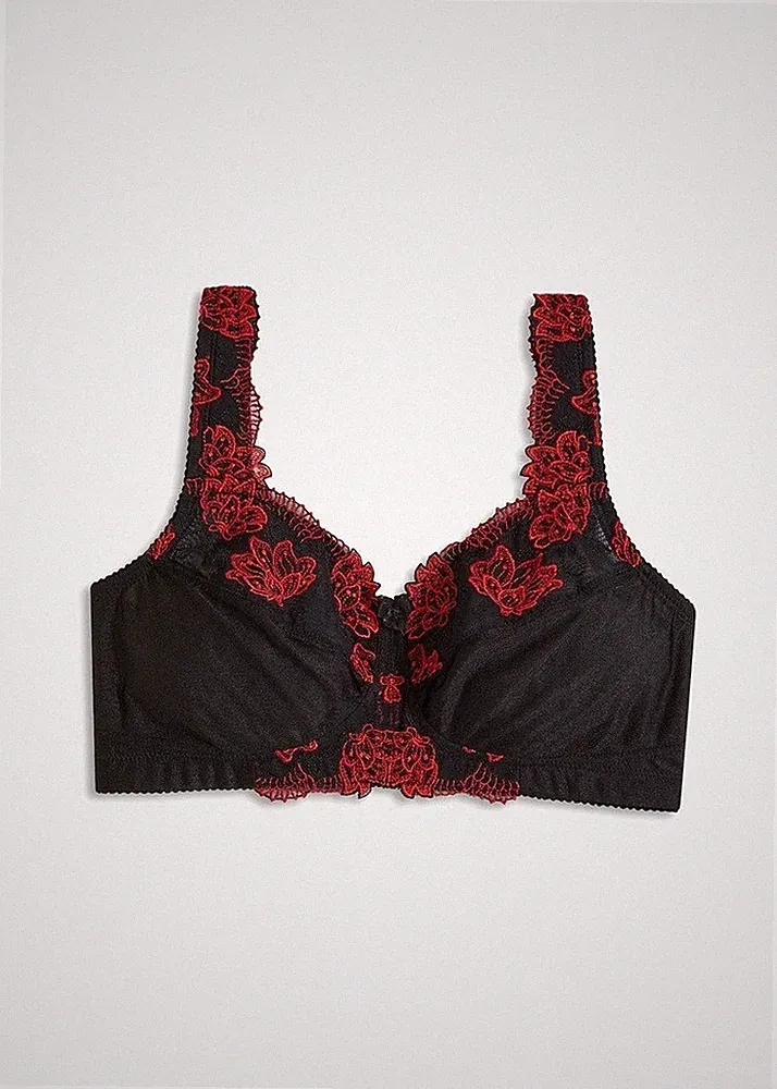 Entlastungs BH ohne Bügel Gr. 105 G Schwarz Rot Damen-Unterwäsche Oberteil Neu