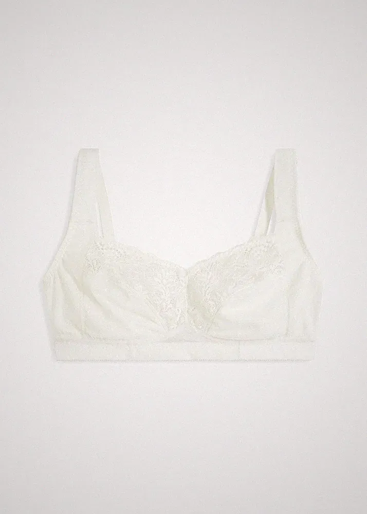 Entlastungs BH ohne Bügel Gr. (85) E Weiß Damen-Bra Oberteil Neu*