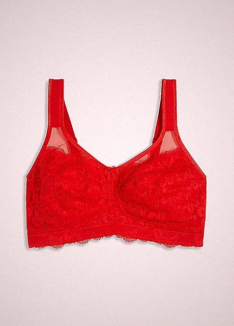 Entlastungs-BH ohne Bügel Gr. 95 Cup D Rot Unterwäsche Unterhemd Neu