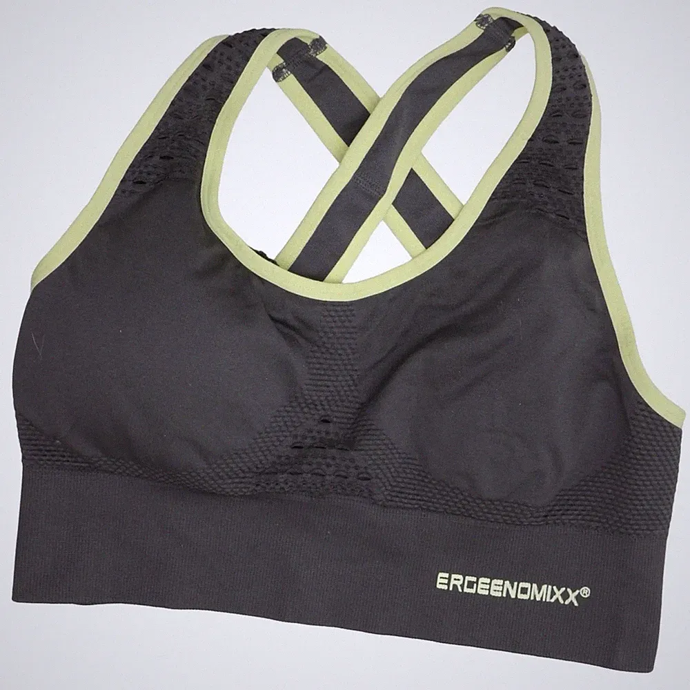 Ergeenomixx, Sport-BH, Größe: XL, Grau/Gelb, Elasthan/Polyamid, Einfarbig #z7v