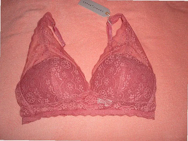 Esprit Schalen-BH ohne Bügel Gr. 85 B, altrosa, elastische Spitze, neu+Etikett!