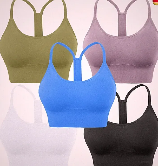 Evercute Sport-BH für Damen, gepolstert, mittlere Unterstützung, überkreuzte Ri
