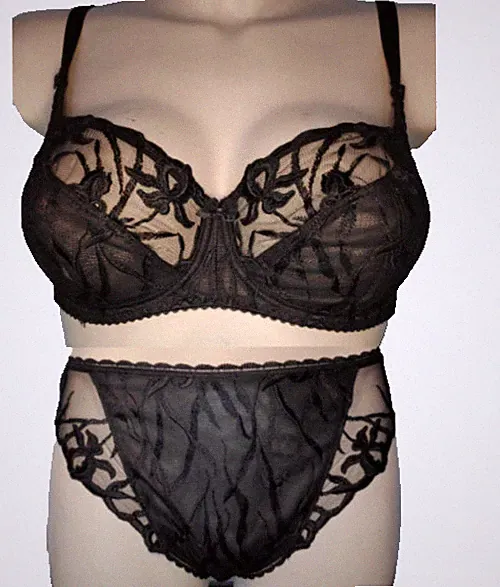 Fantasie 6210 Balconett Bügel BH Set Gr.75D UK 34D + Slip S Schwarz Spitze mesh