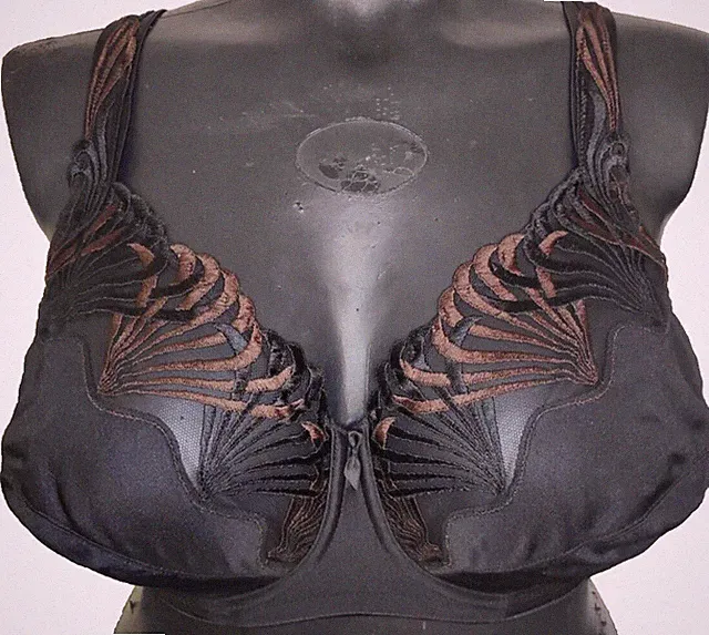 Felina 548 Solution Bügel BH Gr.80G UK 36F Schwarz Stickerei Vollschale braun