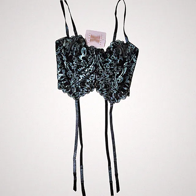 FENETY By Rihanna Sharp Dresser Lace Bustier Gr S Straps Halter Schwarz/Silber