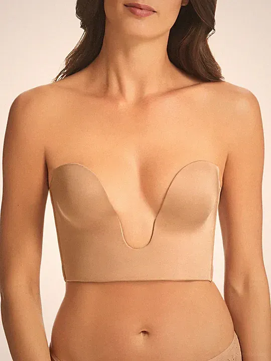 Fine Lines Damen Nude 4-Wege Umwandelbarer Trägerloser Plunge-BH 34A