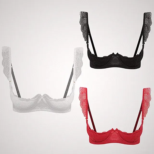 Frauen BHs Hohlkäfig Spitze Nacht Unterwäsche Liegestütze Bralette Zerzaust