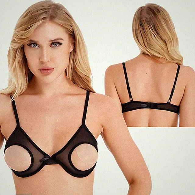 Frauen Öffnen Brustwarzen BHs Hohl Out Brust Dessous Offene Cups Push Up BH Tops