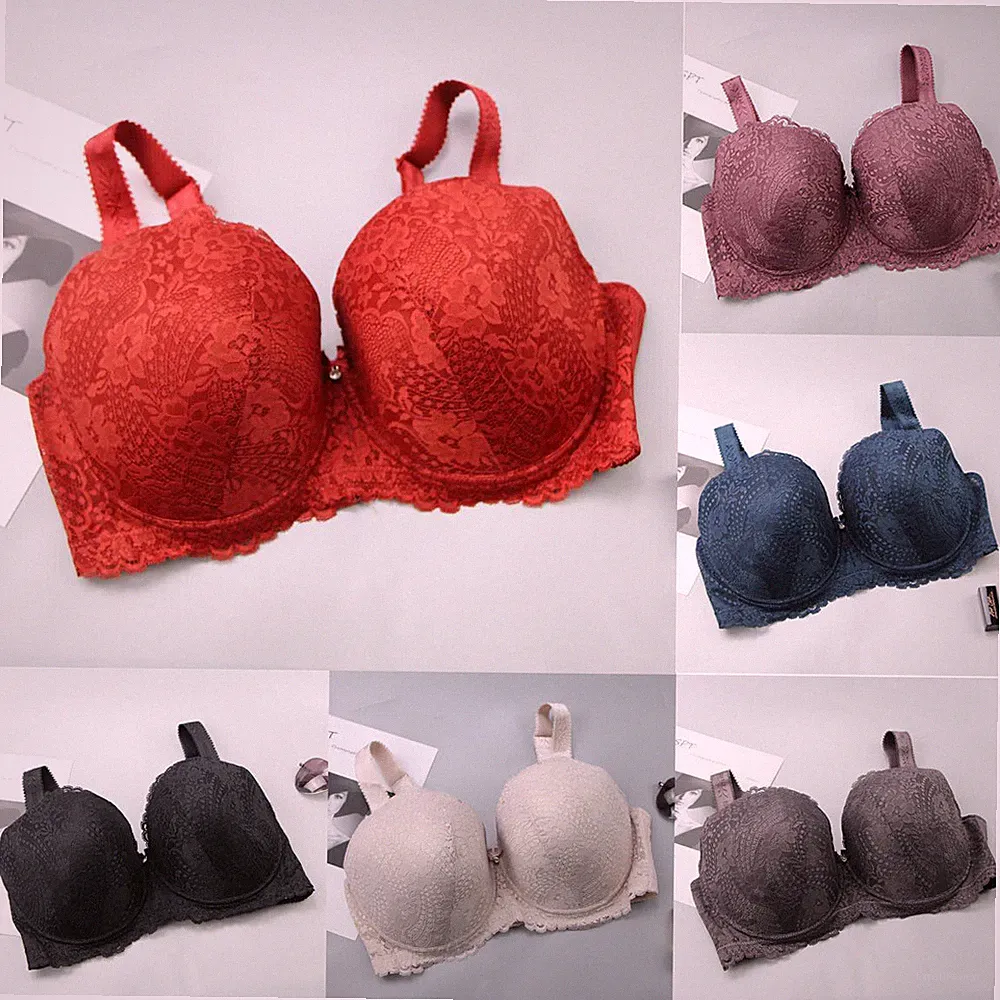 Frauen plus Größe Spitze Stickerei gepolstert jeden Tag BH Volle Tasse großen BH