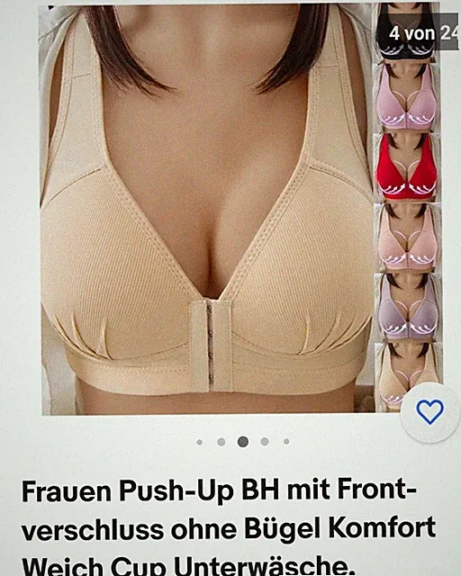 Frauen Push-Up BH mit Frontverschluss ohne Bügel Komfort Weich Cup Unterwäsche.