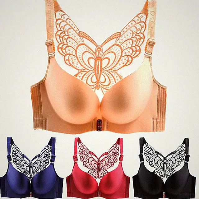 Frauen Schmetterling Sexy BH Nahtlos Frontverschluss Push Up Unterhemd Beqeum