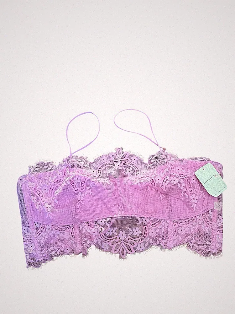 Free People Nolita Longline Bralette Rosa Spitze Neu UVP £32 Größe L 14 16