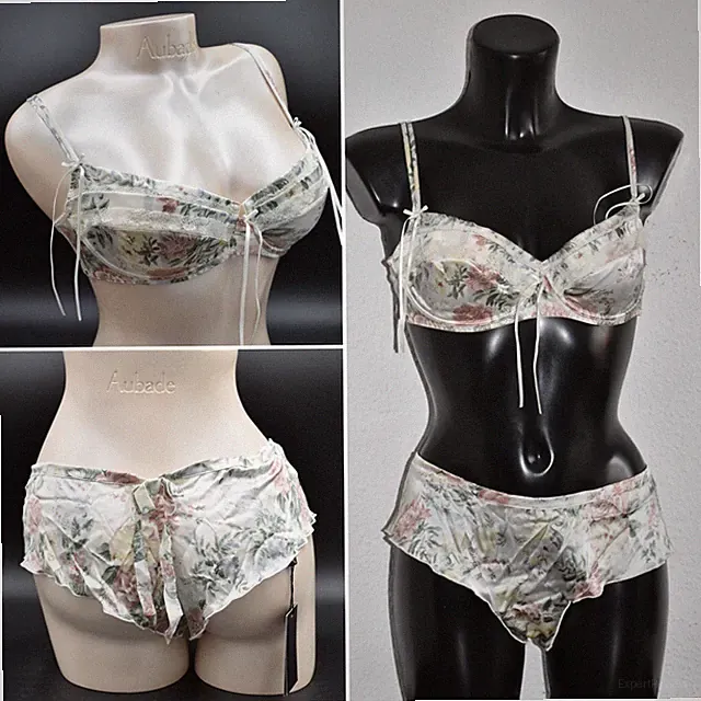 ** FREE VOOGUE ** Damen BH SET mit Tanga SEIDE Modell 001317/ 001320 **UVP: 145€