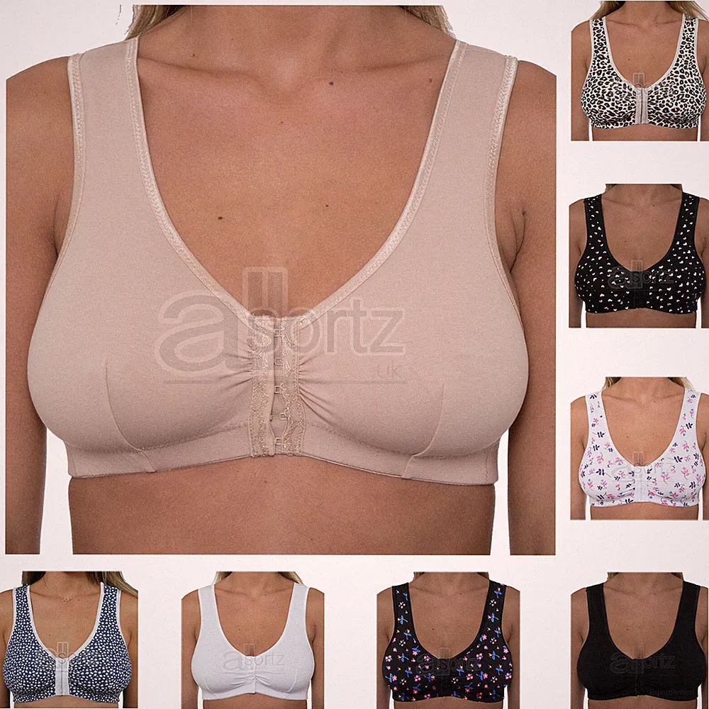Frontverschluss BH Cotton Rich Damen ohne Bügel ungepolstert weich Stretch UK Größe