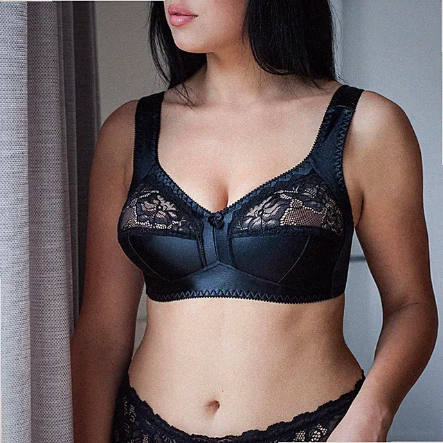 frugue Damen Minimizer BH ohne Bügel Bügelloser Große Größe Spitzen Schlaf Soft