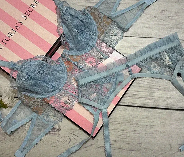 Für " Love " Und Zitronen Daisy Lang Line Bh Bustier+Strumpfband Set Blau