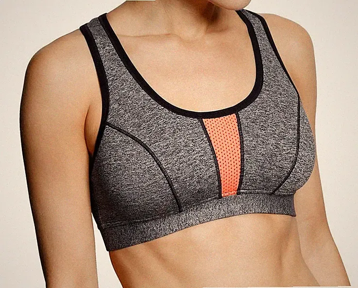 Funktioneller SPORT-BH schwarz-grau-meliert-lachsorange 80 85 90 95 100 CUP B