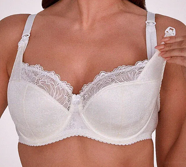 GAIA Mama Still Bügel-BH Gr.85F UK 38E wattiert Blumen Ecru kwik klip