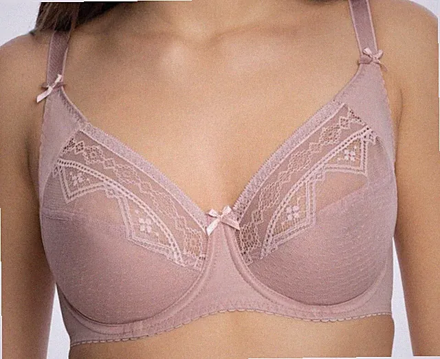 GAIA Nancy BS0059 Bügel-BH Gr.65F UK 30E Spitze in AltRosa Soft Vollschale