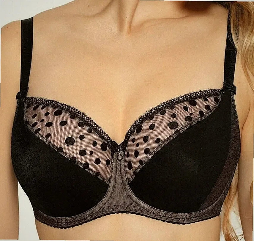 GAIA Yvette BSO997 Bügel-BH Gr.80G UK 36F Wattiert Spitze & Tüll Schwarz