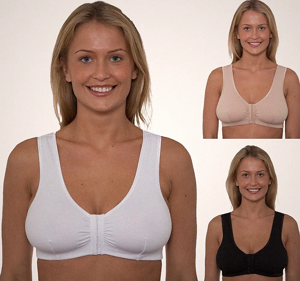 Gemm Mastektomie BH Damen BH ohne Bügel Baumwolle Frontverschluss mit Cup Taschen