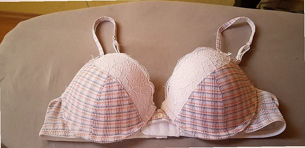 Gina benotti BH Push-up-BH gepolstert bügel Gr 80A weiß mehrfarbig kariert spitz