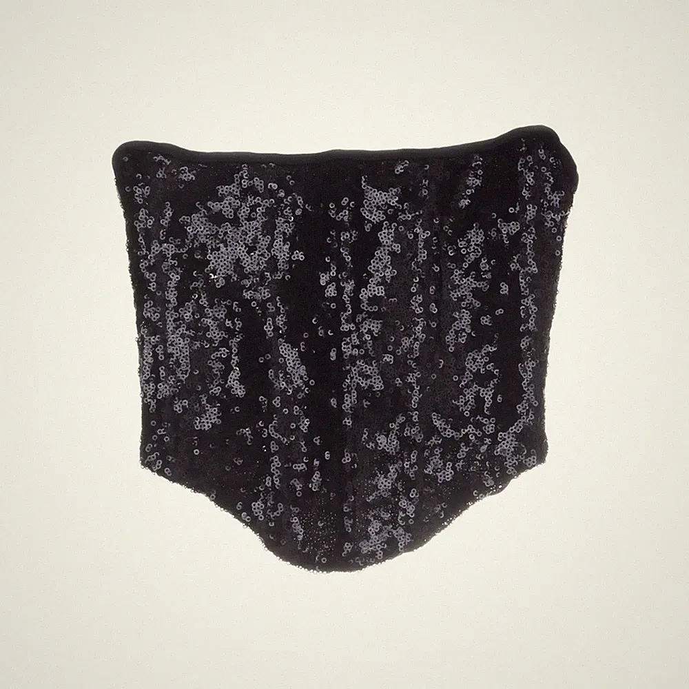 Gina Tricot, Bandeau-BH, Größe: XS, Schwarz/Silber, Elasthan/Polyester #tzT