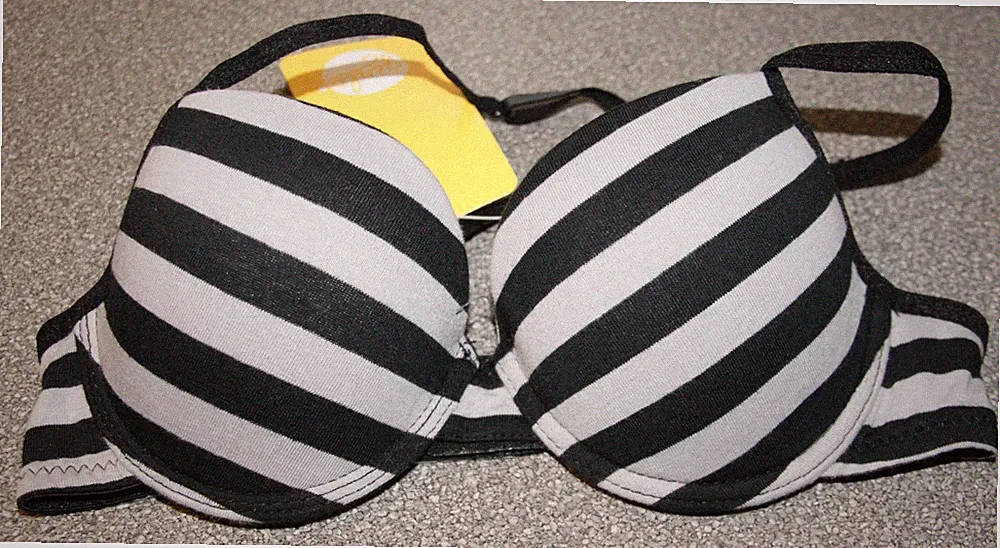 Girls-Bügel-BH Mädchen BH grau schwarz gestreift NEU mit Etikett