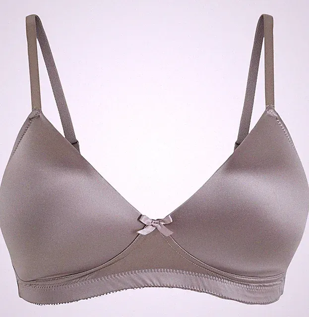 Glänzender Schalen-BH ohne Bügel Gr. 90 Cup C Grau Damen-Unterwäsche Bra Neu