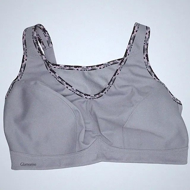 Glamorise, Sport-BH, Größe: 85F, Grau/Pink/Schwarz #nxD