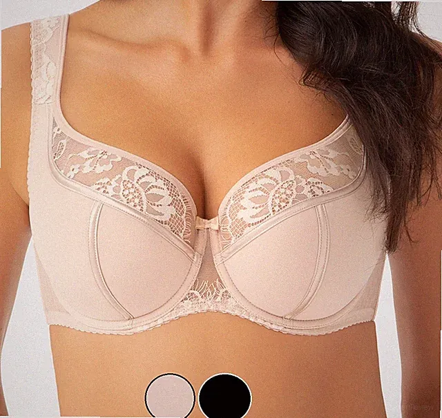 Gorsenia Bügel BH beige schwarz gepolstert Baumwollfutter Damen Dessous