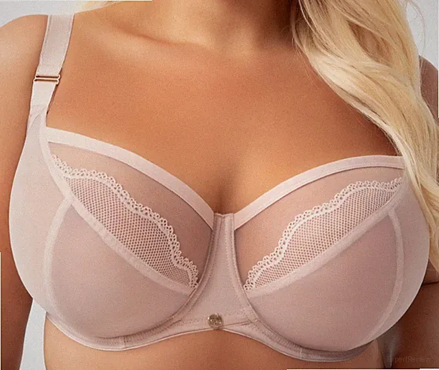 Gorsenia Damen Bügel-BH BIG IDA K900 Gr.75F UK 34E Soft-BH Netz transparent ecru