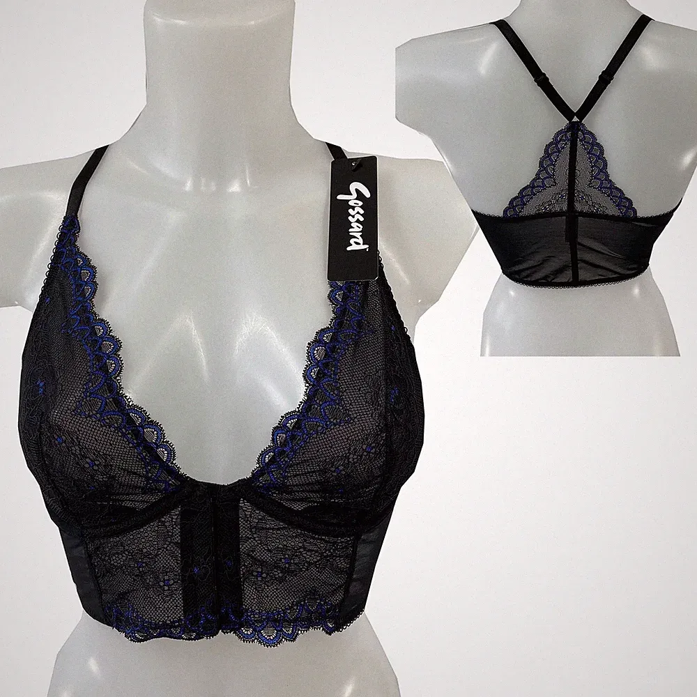 Gossard BH Lace Longline V-Bügel BH mit Frontverschluss Gr. 70C Black/ Electric