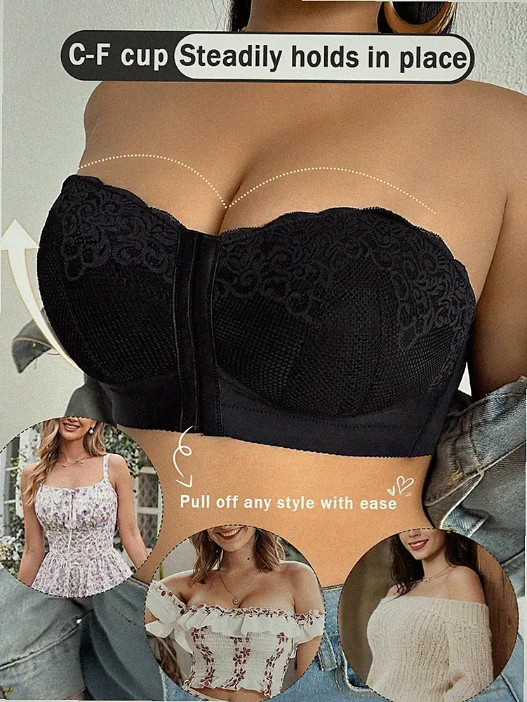 Große Größen Drahtloser Spitzen BH, Sexy & Bequemer BH mit Billig24