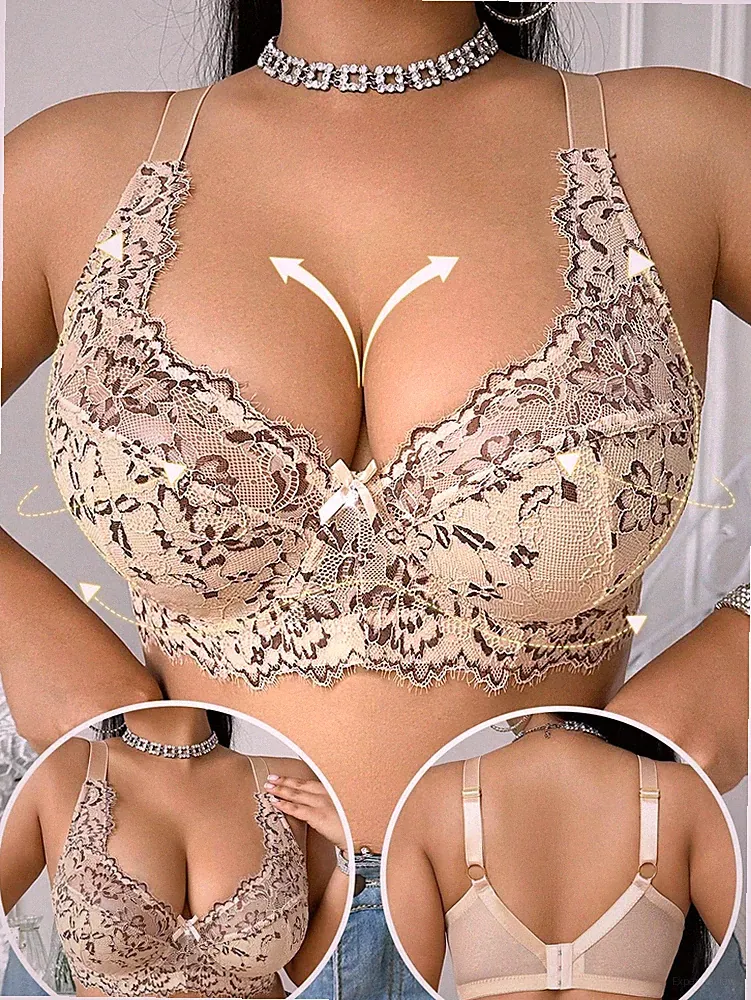 Große Größen Spitze Sexy Bügel BH mit breiten Trägern Billig24