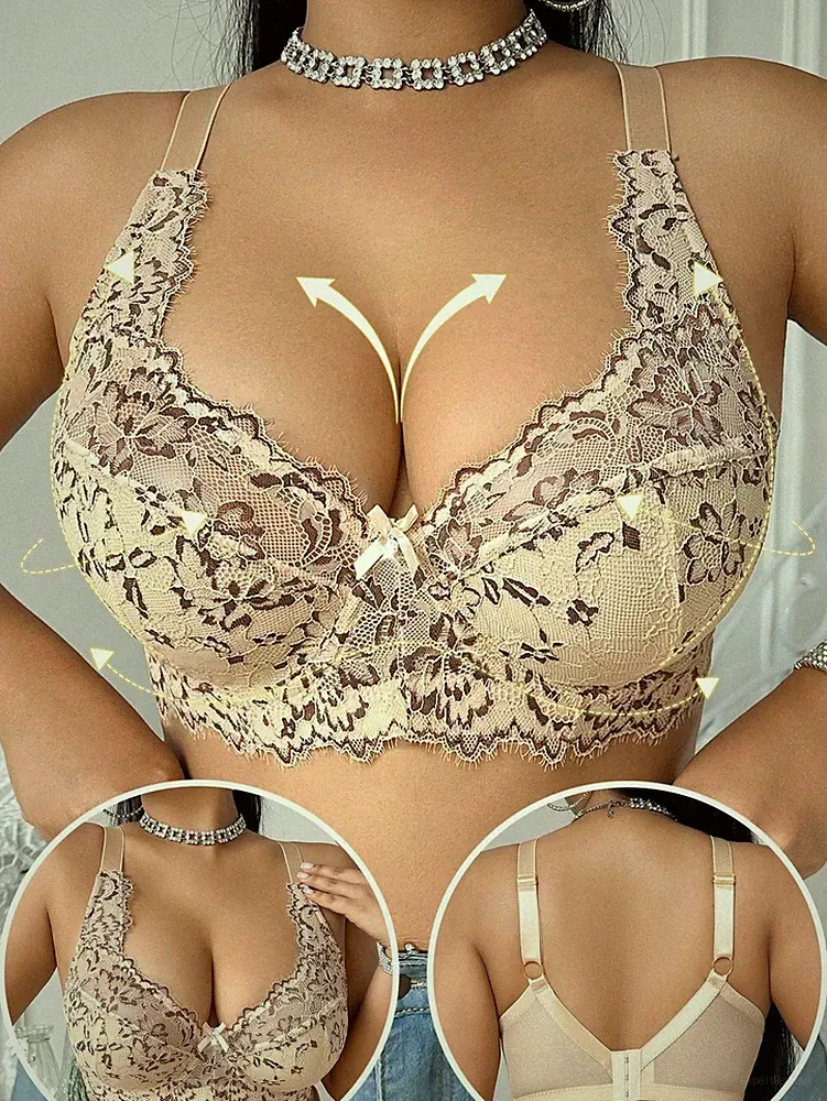 Große Größen Spitze Sexy Bügel BH mit breiten Trägern Billig24