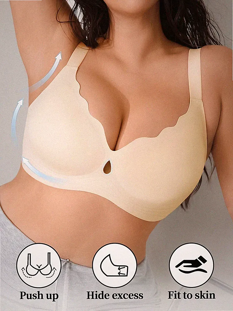 Große Größen Wireless Gather Jelly BH mit geformter Tasse und Cut Outs Billig24