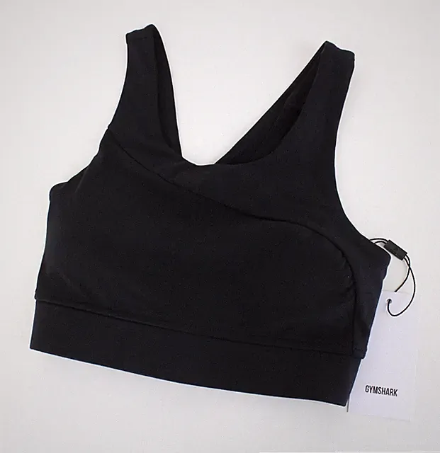 Gymshark Captivate Damen Sport-BH XS Schwarz Stretch Pull-On Logo Activewear