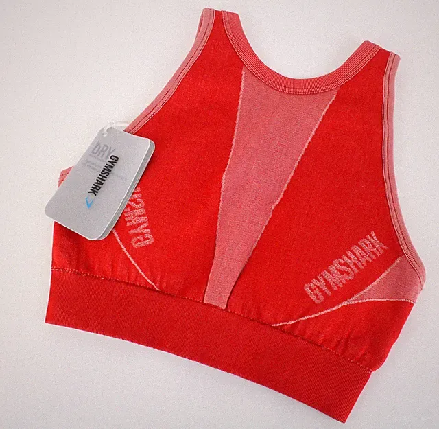 Gymshark Turbo Damen Sport-BH XS Rot Stretch Nahtlos Logo