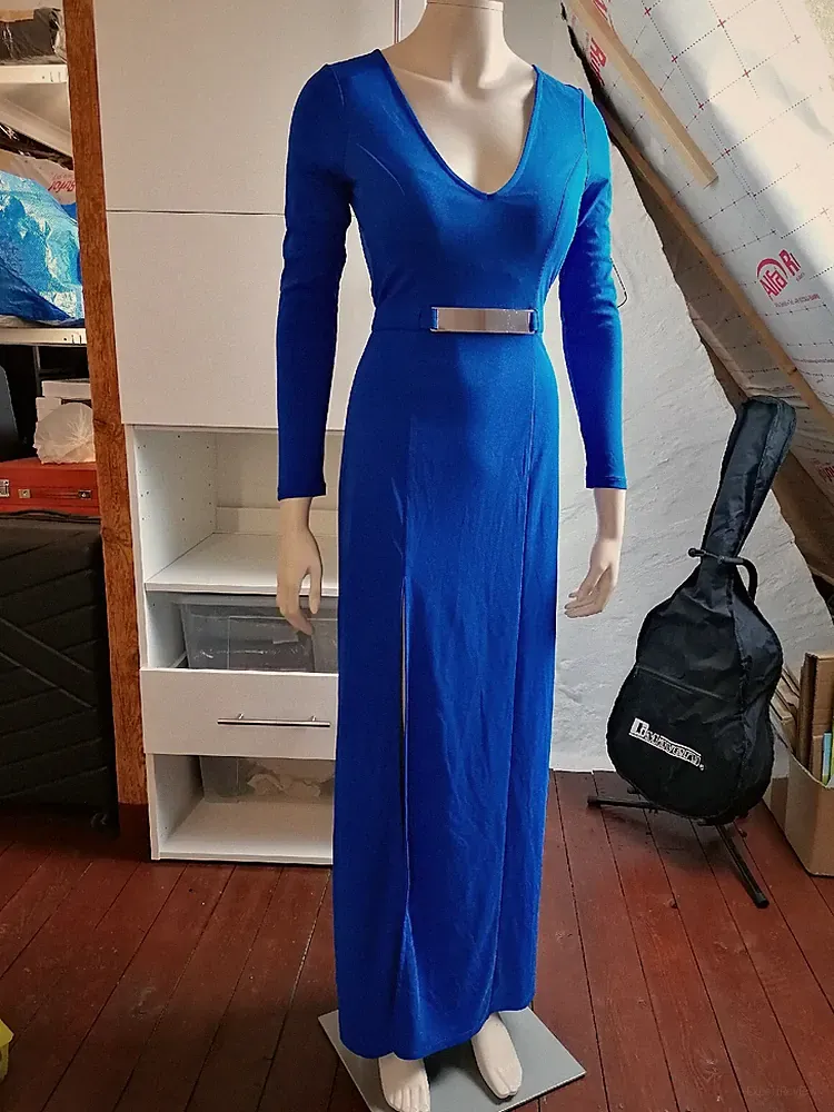 H&M Abiballkleid Edel Blau S 36 Lang Hochzeit Mit Reißverschluss Und Push Up BH