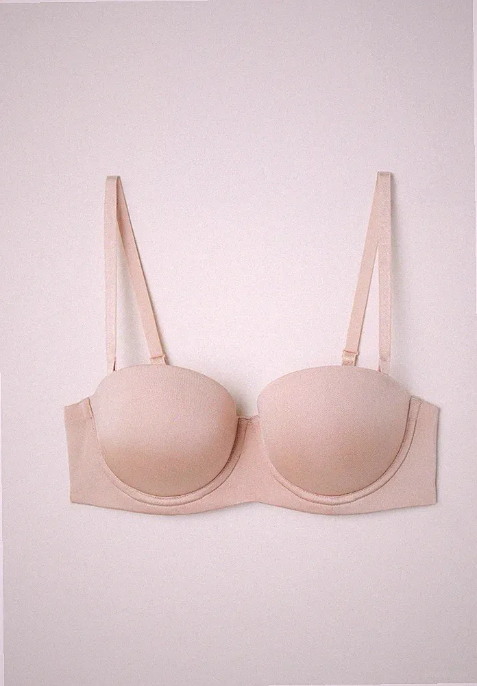 H&M Balconette BH 75D Trägerlos Beige Hautfarben Mit Silikon Bandeau Gebraucht