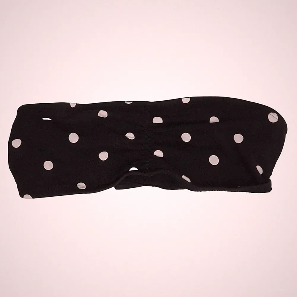 H&M, Bandeau-BH, Größe: M, Schwarz/Weiß, Baumwolle/Elasthan, Gepunktet #eht