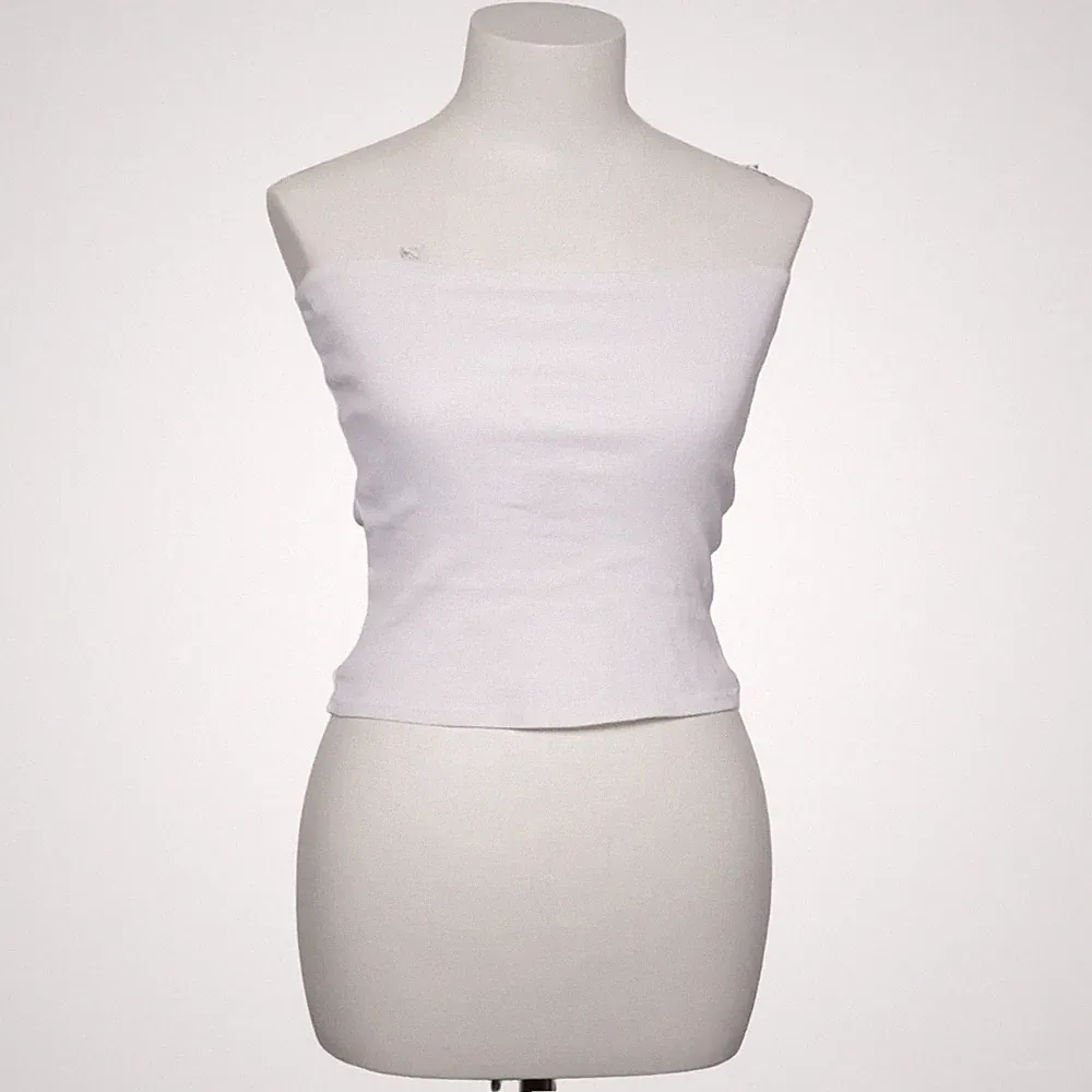 H&M, Bandeau-BH, Größe: S, Weiß, Einfarbig, Rippenstrick, Damen #52O
