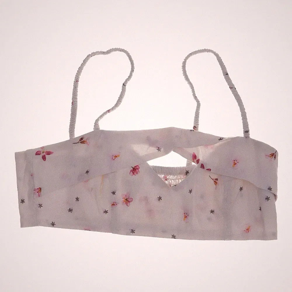 H&M, Bandeau-BH, Größe: XS, Beige/Pink/Mehrfarbig, Baumwolle/Leinen, Blumen #7Aj