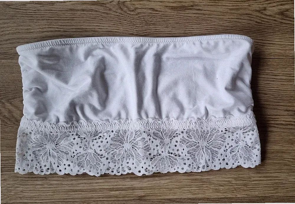 H&M - Bandeau BH, Weiß, Baumwolle, Spitze, Gr. 38, 75B