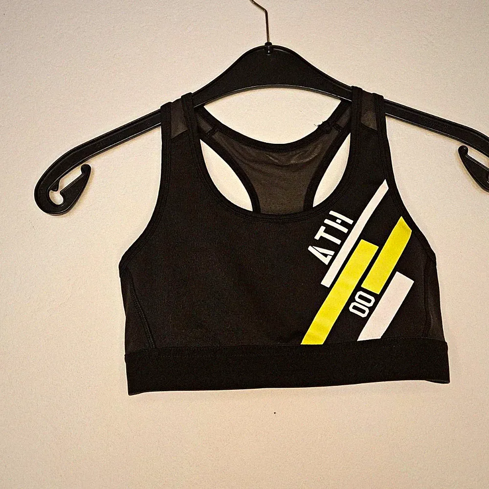 H&M Damen Sport-BH Gr. S schwarz Racerback Logo-Print ATHL Sehr Guter Zustand